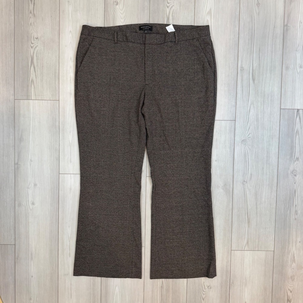 Banana Republic Low-Rise Bootcut Pants Brown Glen Plaid Trousers 20 747523